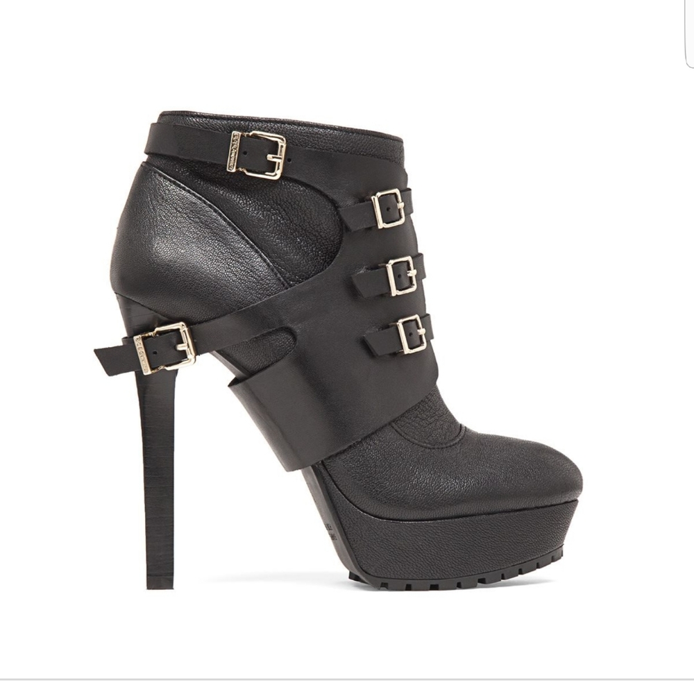 Black leather Booties